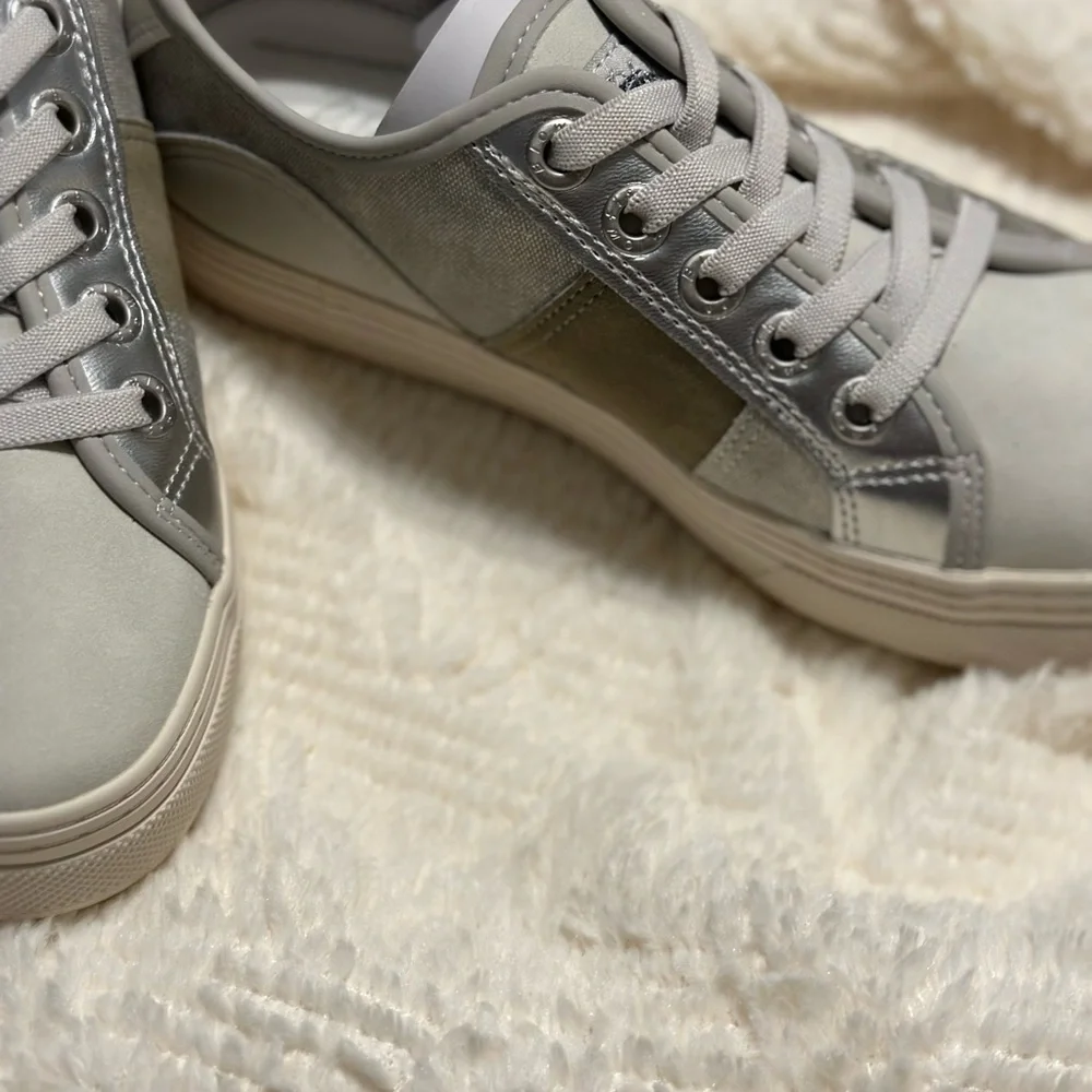 Stylish White and Gray Sneakers